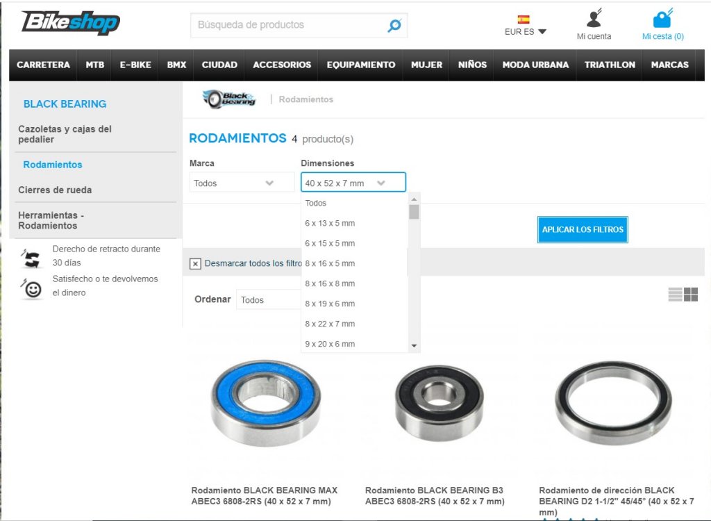 Datos del rodamiento Datos del rodamiento